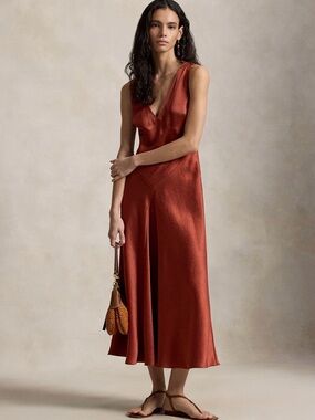 RALPH LAUREN - Satin Paneled Dress
